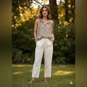 J. Crew Animal Print Neutral Sleeveless Blouse - Modern Fit